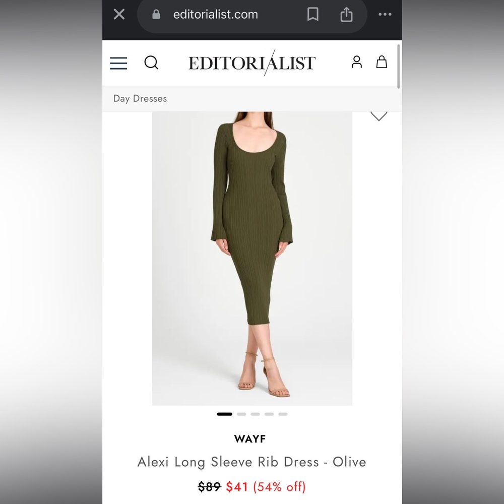 WAYF Long Sleeve Alexi Long Sleeve Ribbed Dress